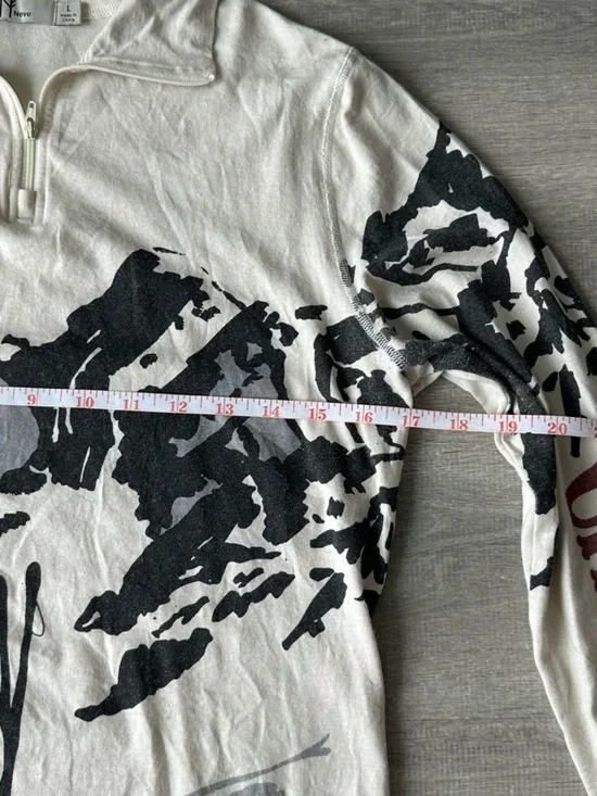 Vintage Neve Ski girl Graphic Quarter-Zip Pullover Silk & Wool Blend - Picture 5 of 9